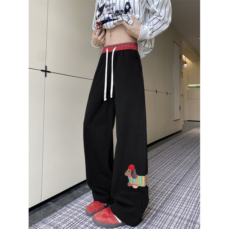 抖音品质腊肠狗刺绣美式设计感宽松工装裤B315-K25329-特p42控78,男装休闲裤,电商B315