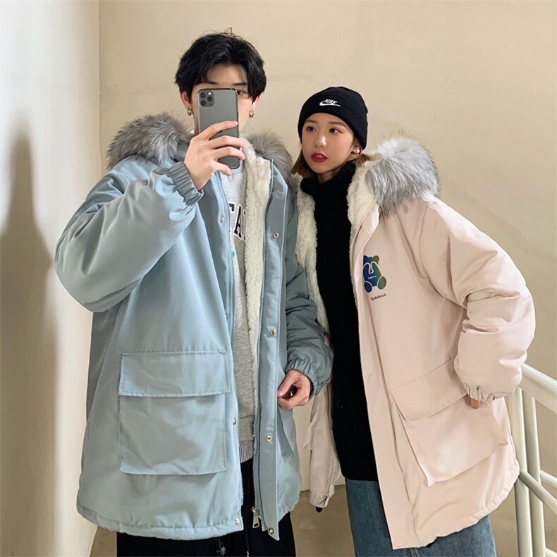 情侣装冬装 小熊反光羊羔毛情侣棉衣外套毛领棉服 G902 P128 男图片