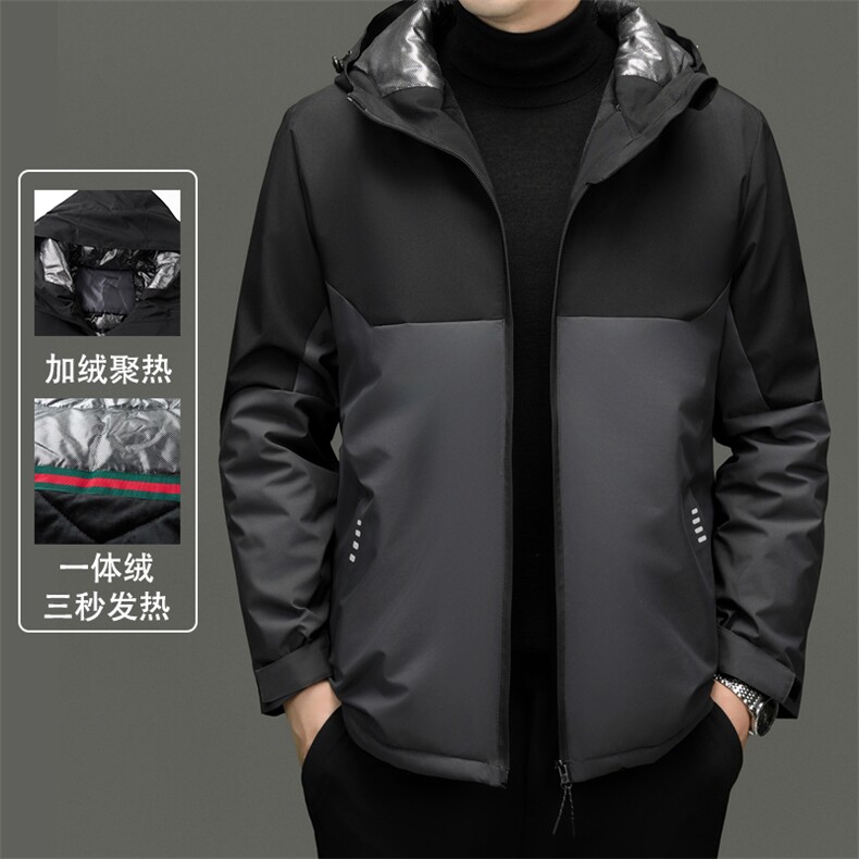 秋冬款男士户外冲锋衣时尚商务保暖一体发热绒外套休闲运动服男装,男装夹克,钱塘6003（原4033）
