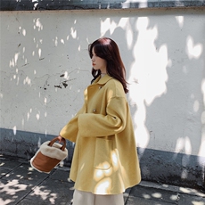 现货秋冬新款后背排扣设计两色可选毛呢外套，女装毛呢外套，浙宝088