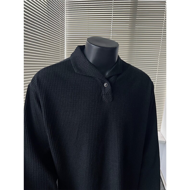 罗马格奢品正肩长袖Polo衫男老钱风打底t恤猫眼宝石扣特P48，男装Polo衫，电商C306-1