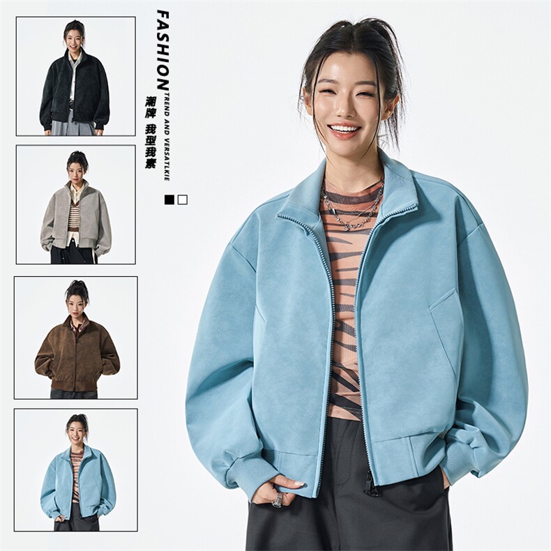 美式复古短款夹克男女秋高街潮牌情侣外套宽松百搭上衣JS5601-P85,男装夹克,星座610（原A335）