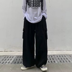 男秋季新款港风纯棉口袋工装休闲裤A376P35图片