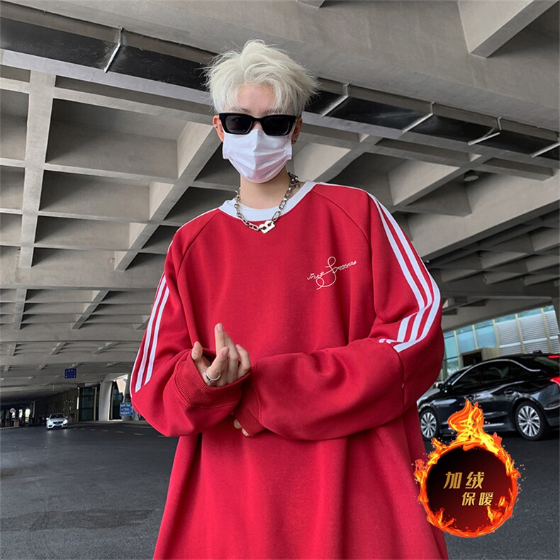 抖音得物供货提供视频秋冬重磅美式宽松织带圆领卫衣0332,男装卫衣,电商A486