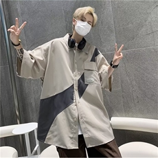 短袖衬衫男夏季小众设计感休闲高街潮牌衬衣外套CS0793-P35，男装衬衫，星座308B-1