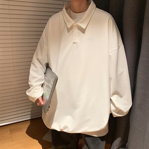卫衣男春秋季2021新款潮牌ins港风POLO领上衣休闲宽松  W1459-P28图片