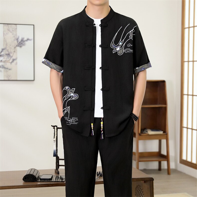 （版权注册仿款必究）夏季新款套装冰丝短袖长裤休闲时尚两件套，男装休闲套装，星座1206（原A206）