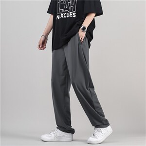 夏季冰丝薄款休闲韩版潮流ins卫裤阔腿西裤运动九分裤  K1273-P38图片