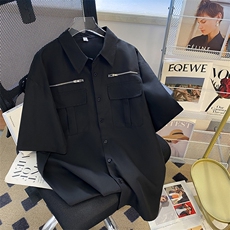 高街衬衫男韩版潮流短袖夏季薄款2024新款ins宽松外套CY359-P40，男装衬衫，星座412-2