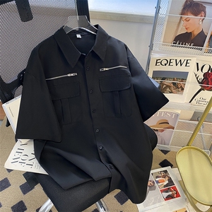 高街衬衫男韩版潮流短袖夏季薄款2024新款ins宽松外套CY359-P40图片