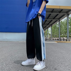 侧边条纹休闲长裤美式潮牌宽松直筒裤子百搭运动卫裤子潮D170/P32图片