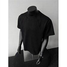 抖音得物高品质二开270G重磅美式高街曼巴棉螺纹拼接短袖T恤，男装T恤，电商A486