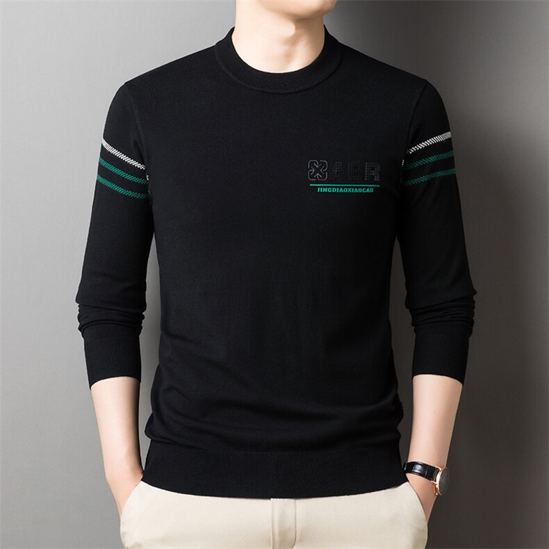 秋冬季单面娟丝绒毛衣男爸爸装中年男士休闲针织衫中老年保暖上衣，男装针织衫/毛衣，电商B212（原钱塘6029）