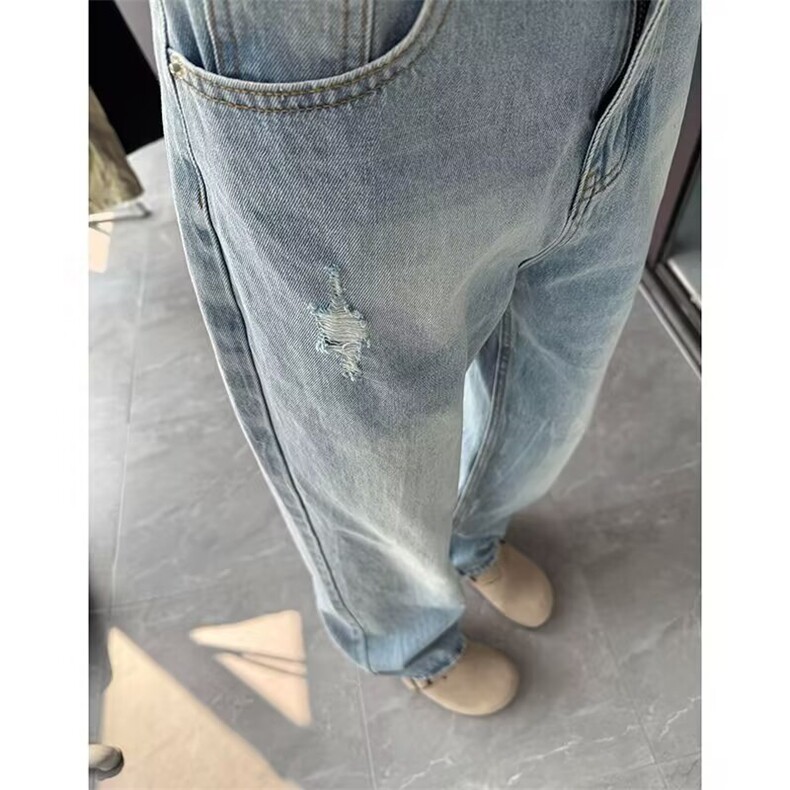 水洗闪电纹微喇牛仔裤磨破洞Cleamfit修身直筒百搭裤L83700-P47,男装牛仔裤,星座1008