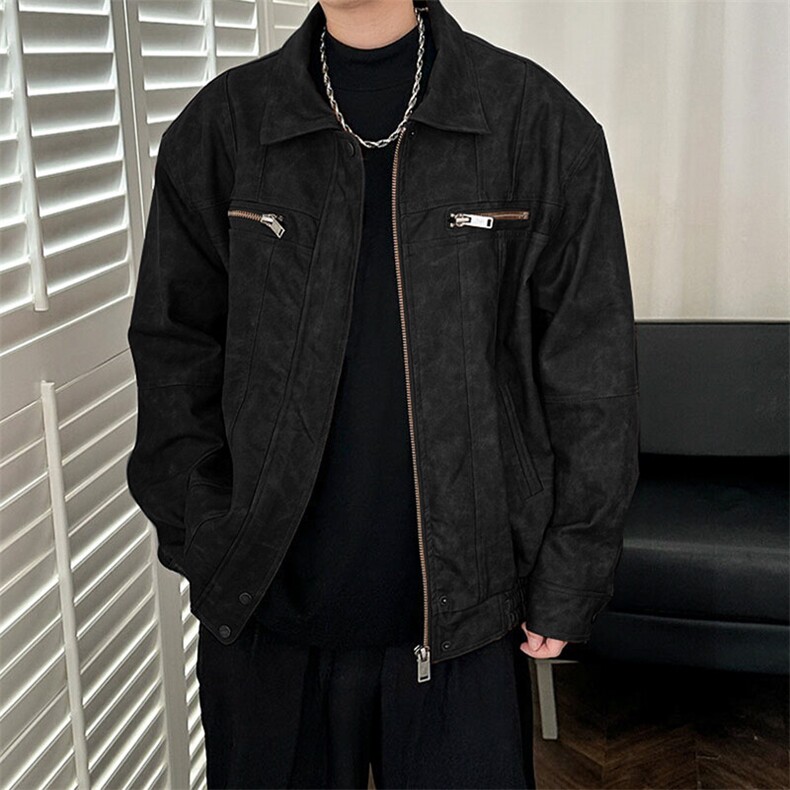 现货-春款复古皮衣男pu机车服皮外套潮牌痞帅夹克-AP23106-P115,男装夹克,电商A351