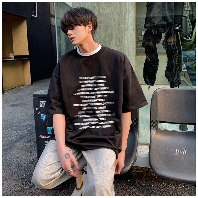 夏季新款重磅纯棉字母满印高街短袖M~5XLXZ604-DT220-P25控39,男装T恤,星座604