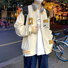 秋季ins潮牌宽松棒球服情侣款学院风外套日系徽章夹克W1637-P55，男装夹克，星座512-2