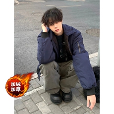 现货加棉加厚藏青色夹克棉服外套男女J505-常规特P40加棉特P58，男装夹克，星座1505