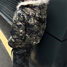 美式复古高街潮流迷彩长毛夹棉保暖棉服2219/P115，男装棉衣，星座205-3