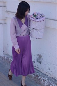 8025  玫瑰花扣衬衣  紫色今年很爆呀图片