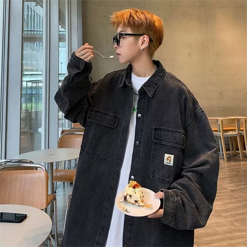A960-P58美式复古宽松工装夹克春秋季潮牌ins水洗牛仔外套男,男装衬衫,星座512-6