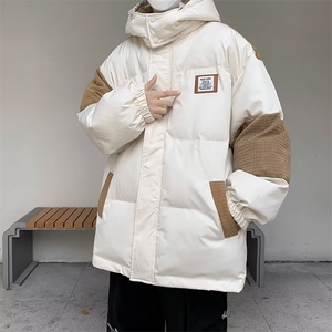 F116-P85 冬季潮牌拼接设计灯芯绒棉服美式复古保暖百搭连帽上衣图片