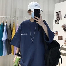 T06常年款男士休闲字母印花T恤衫外套圆领半袖五分袖TEE男女中性，男装T恤，星座115A-3