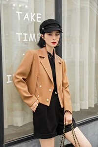 金纺毛感时尚外套,其它,他她迷