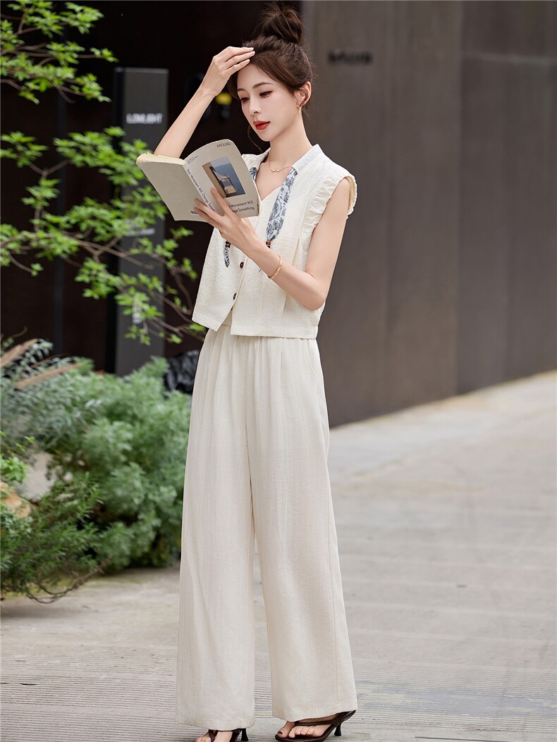 好看的夏装套装女2026新款洋气减龄时尚休闲阔腿裙裤两件套,女装套装/套裙,贵人树