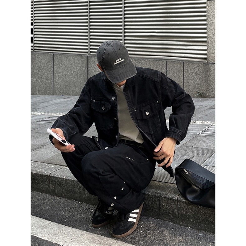 B221美式ins高街暗黑小众个性铆钉小脚牛仔裤LK23142-P65控88,男装牛仔裤,电商B221