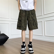 夏季大口袋迷彩工装短裤男美式复古宽松休闲百搭五分裤K6548-P39，男装休闲裤，星座412-2