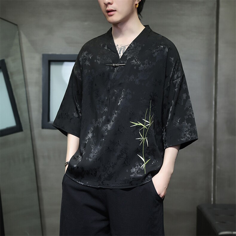 新中式提花风潮T恤短袖上衣刺绣汉服时尚百搭T2403-P55图片