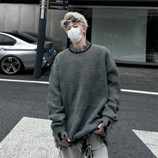 美式破洞毛衣秋冬季潮流宽松保暖打底线衣，男装针织衫/毛衣，星座410-7
