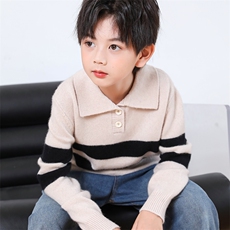 时尚儿童条纹针织衫简约撞色设计舒适休闲毛衣，童装毛衣，绒颖羊绒