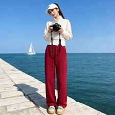 时尚洋气减龄套装女春新款韩版修身显瘦立领短款卫衣阔腿裤两件套图片