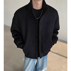 [001]翻领毛呢夹克男加厚短款呢子外套保暖呢料A079-W011-P57，男装夹克，电商A079