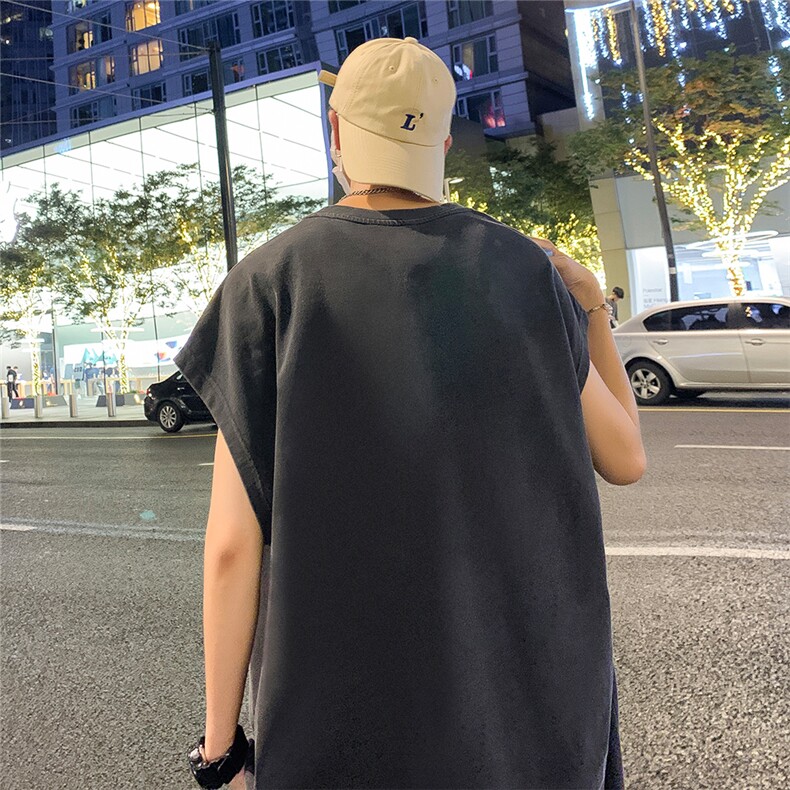 数据超好抖音品240克重磅欧美式潮牌水洗背心无袖t恤BX335-P35,男装T恤,电商A486