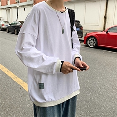 A101-P38港风假两件卫衣男士大码宽松长袖t恤潮男装，男装卫衣，电商A040
