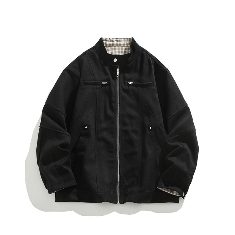 美式哈灵顿立领工装夹克男高级感重磅机车服外套25XJ55229特批65,男装夹克,电商A042