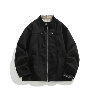 美式哈灵顿立领工装夹克男高级感重磅机车服外套25XJ55229特批65图片
