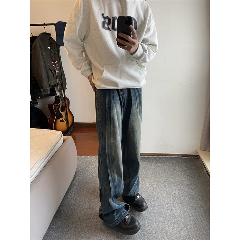 B221美式ins高街加绒加厚牛仔裤LK23134-P65控88,男装牛仔裤,电商B221
