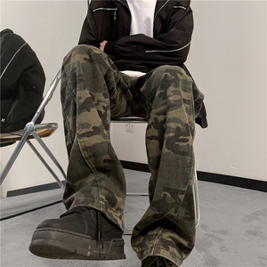 嘻哈迷彩工装裤男秋冬高街感直筒阔腿潮裤A061-AN00496-特P53控88图片