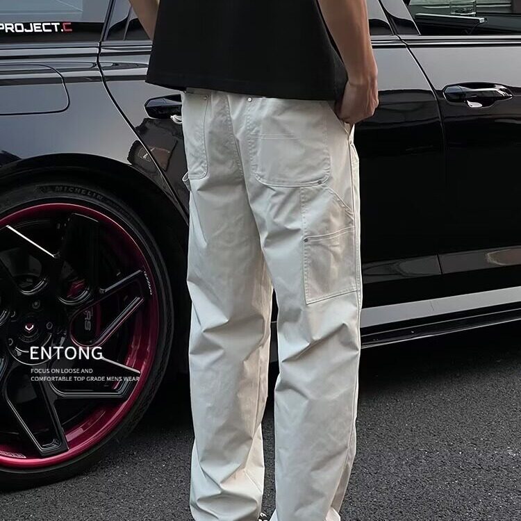 男士休闲裤新款高级感美式简约百搭宽松直筒长裤X66-P48,男装休闲裤,星座208-5