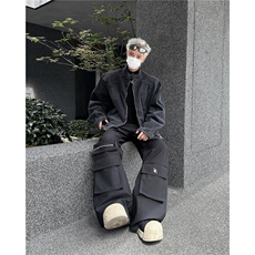 立体垫肩水洗黑灰色牛仔外套男JK8959P80，男装工装外套，星座1116-2
