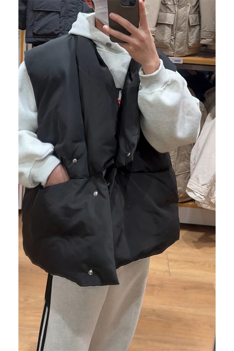 潮搭高街痞帅慵懒风外套冬款棉衣小众解构设计马甲HY684TP75,男装棉衣,电商A102B