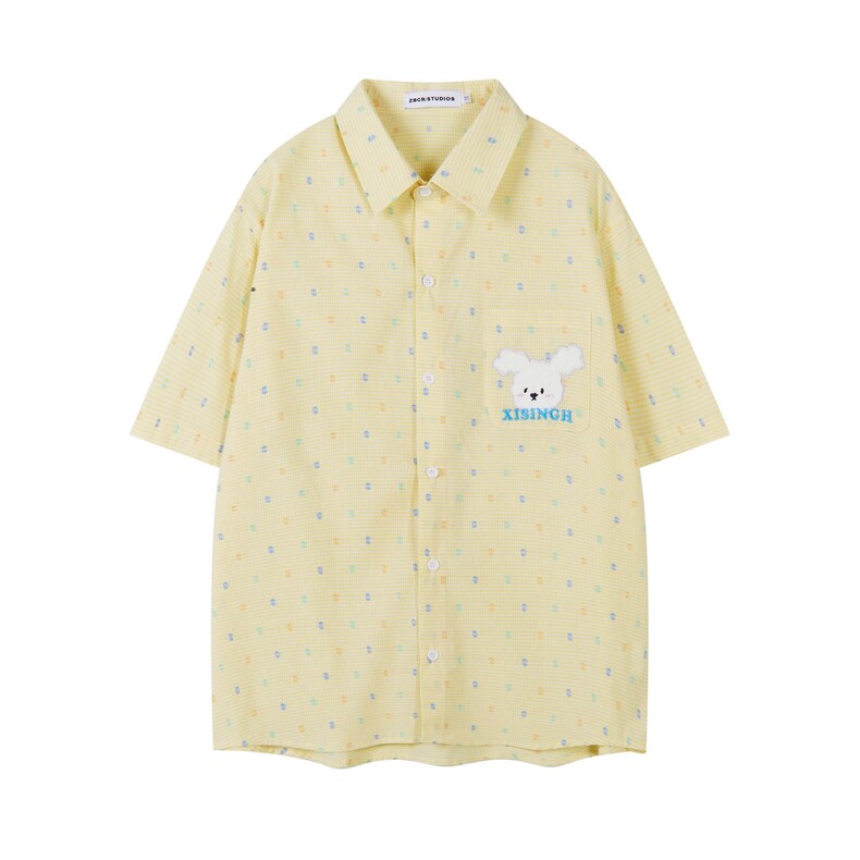 H0820-P45夏日多巴胺韩版时尚慵懒感男女宽松休闲百搭短袖衬衫，女装衬衫，星座617A-2