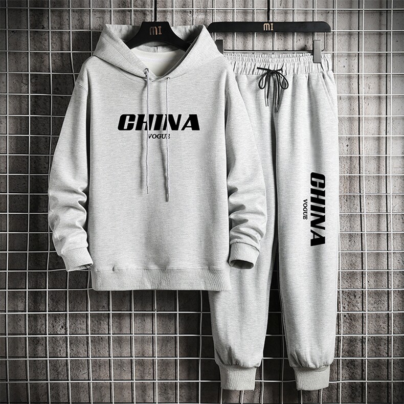 TL8001-P80连帽卫衣套装男运动套装两件套长袖运动服网格挂拍,男装休闲套装,电商A040A