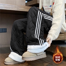 美式冬季新款条纹葫芦格设计加绒外穿棉裤B315-K25905JR-p65控89，男装棉裤，电商B315