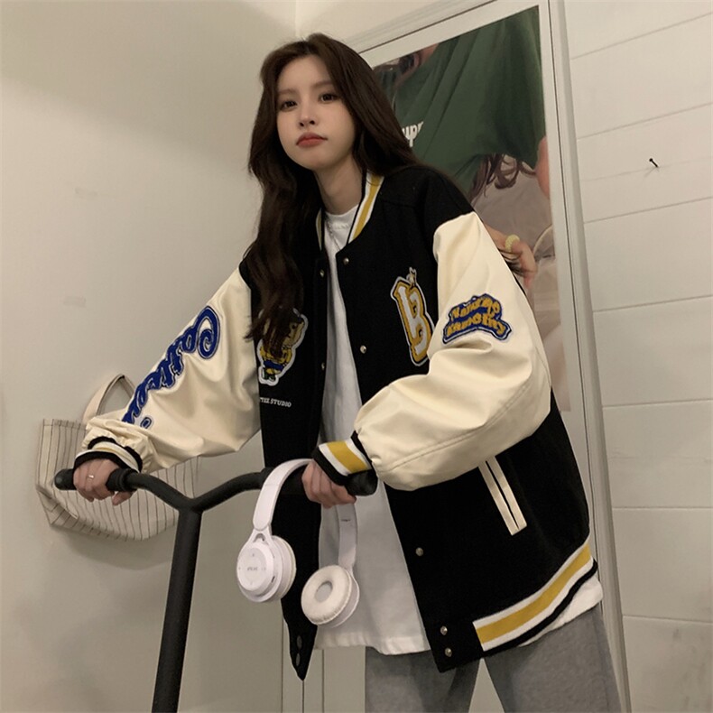 棒球服重工刺绣外套上衣女毛巾绣花真皮袖夹克C362-95,男装夹克,星座911-2(原星座613-2）