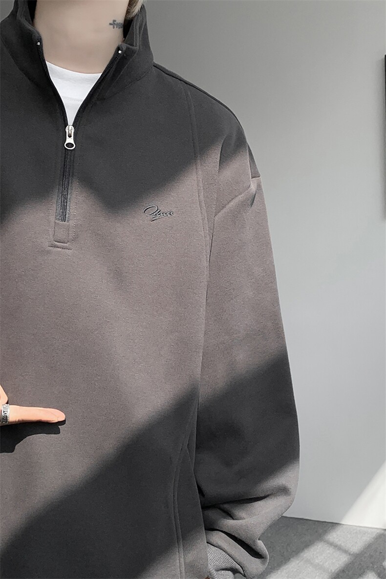 8XL-M重磅软糯美式半拉链立领卫衣男秋宽松大码复古POLO衫WY32P58,男装Polo衫,电商D206-1